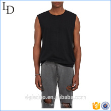 Camisetas sin mangas negras para hombre del cuello redondo de encargo del OEM 2016